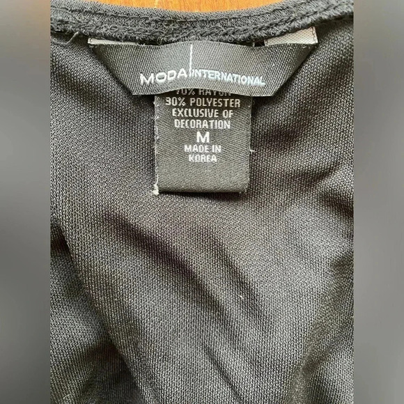 Moda International Black Halter Top Braided‎ Adjustable Neck Tie Sexy Medium EUC - Picture 4 of 8